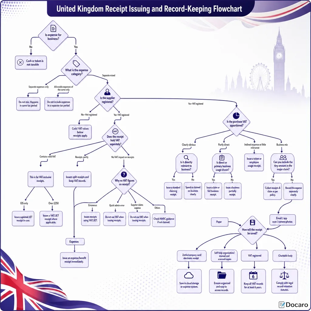 United Kingdom Receipt Issuing and Record-Keeping Flowchart