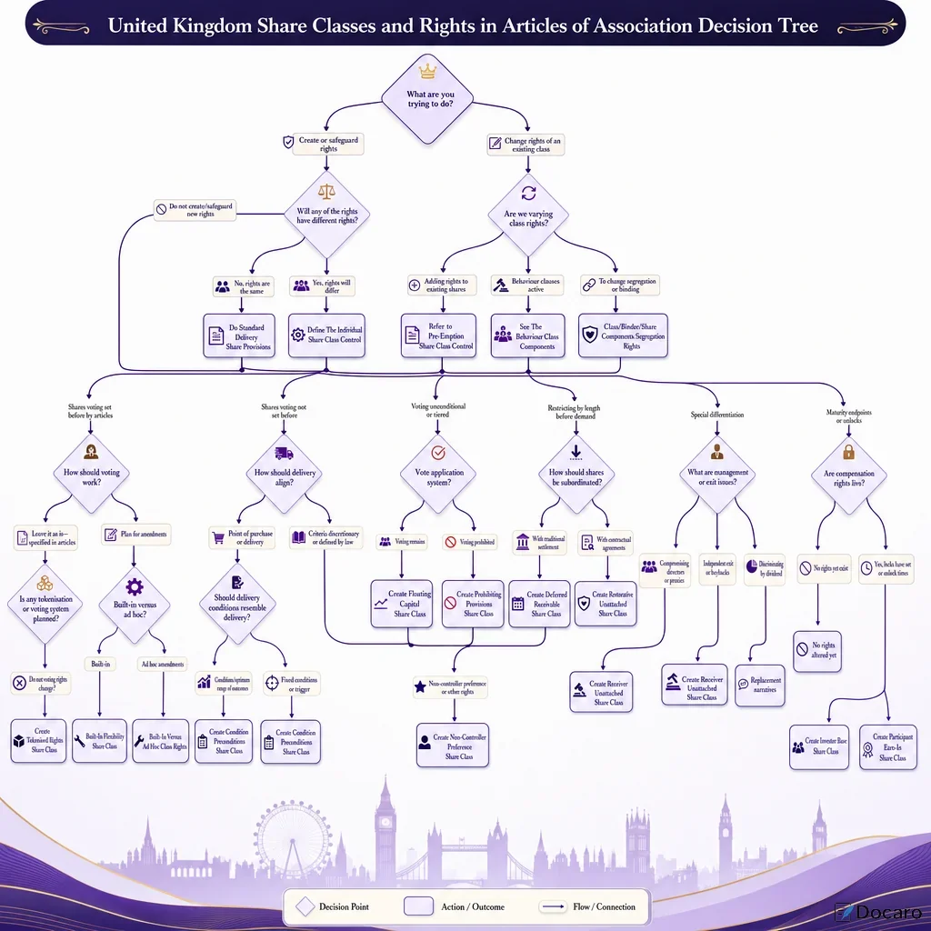 United Kingdom Share Classes and Rights in Articles of Association Decision Tree