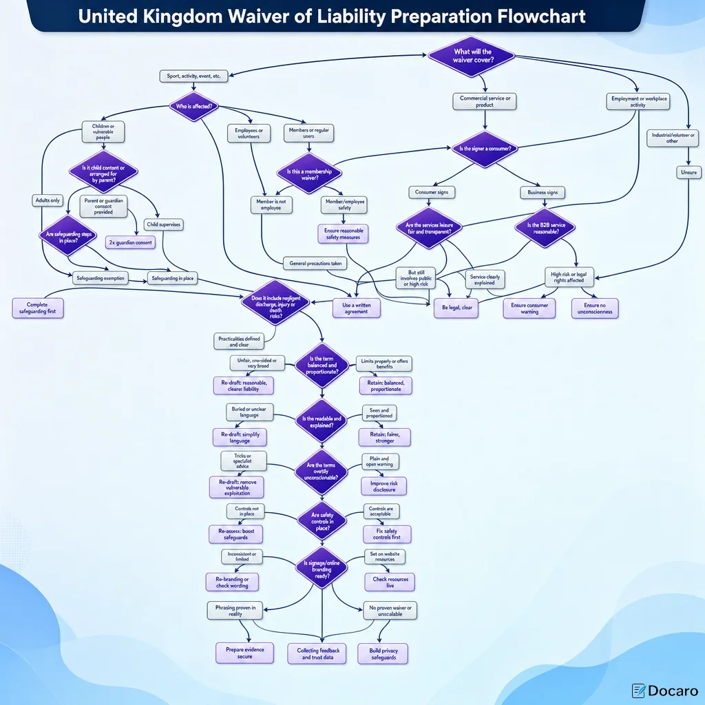 United Kingdom Waiver of Liability Preparation Flowchart