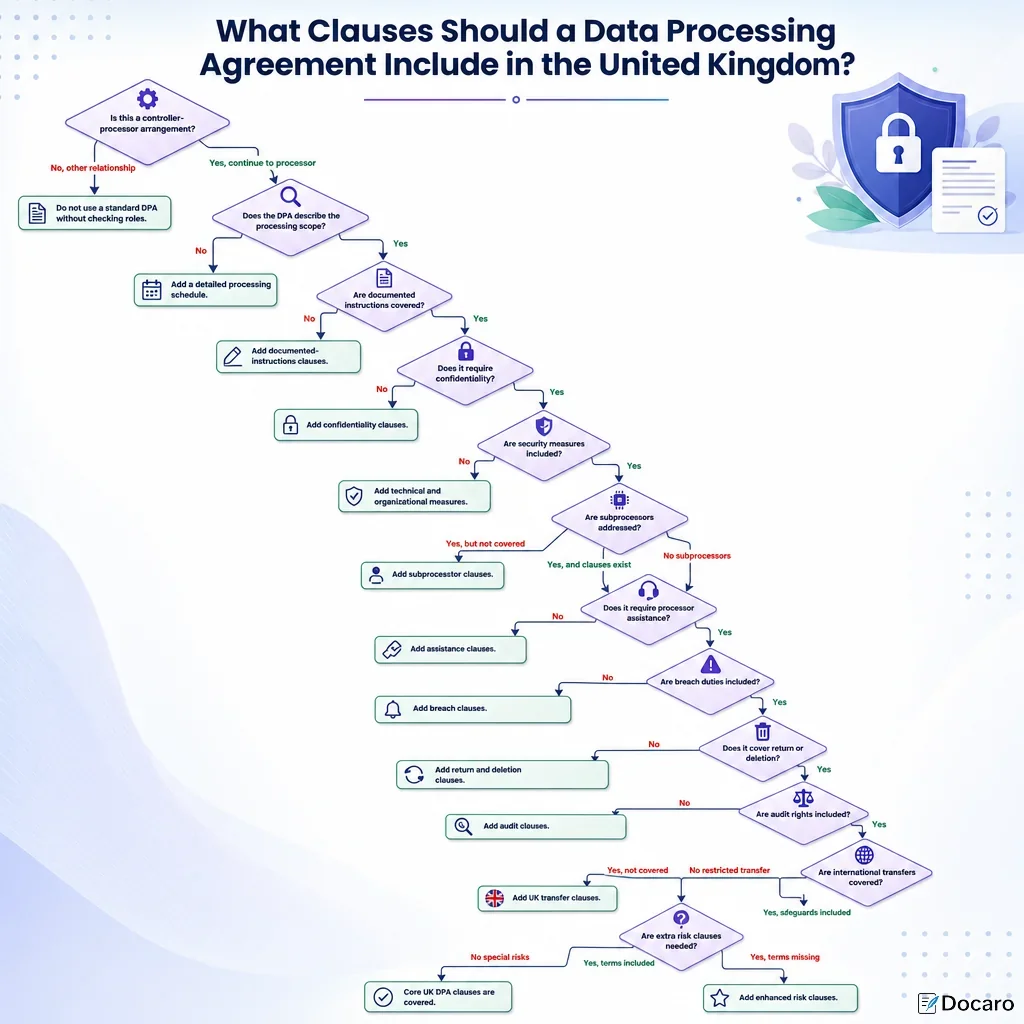 What Clauses Should a Data Processing Agreement Include in the United Kingdom?