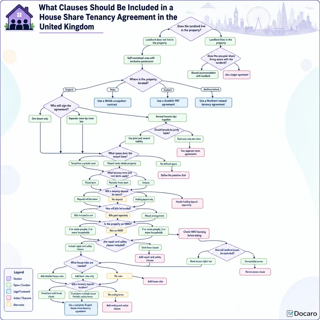 What Clauses Should Be Included in a House Share Tenancy Agreement in the United Kingdom