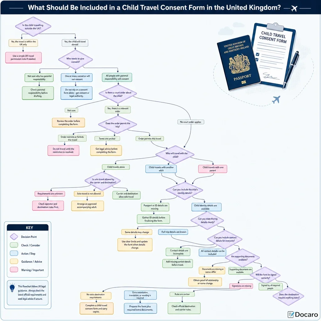 What Should Be Included in a Child Travel Consent Form in the United Kingdom?