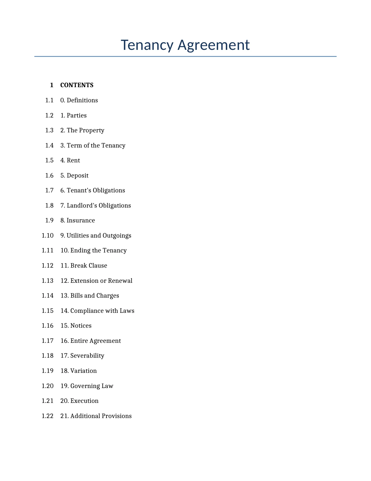 Example of a Tenancy Agreement for use in the United Kingdom</b> generated by our AI model.