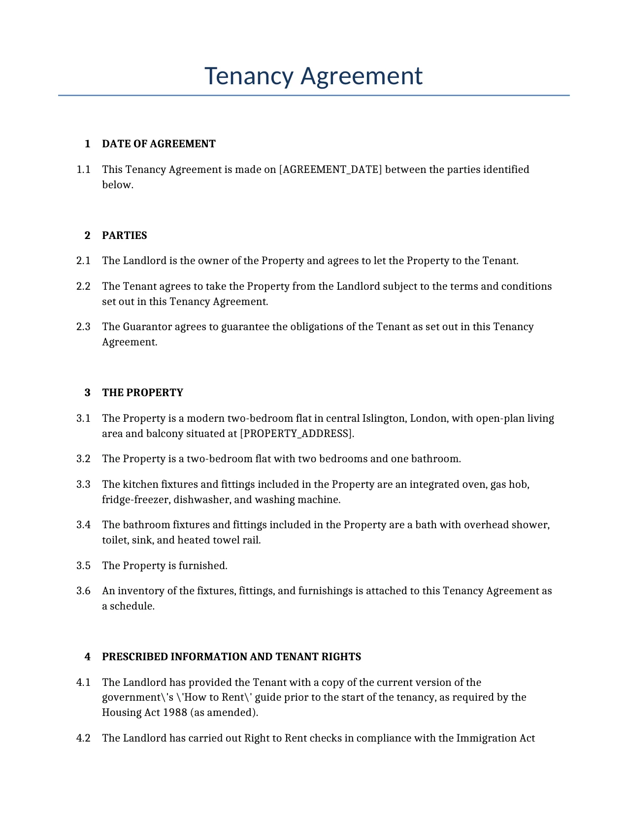 Example of a Tenancy Agreement for use in the United Kingdom</b> generated by our AI model. 