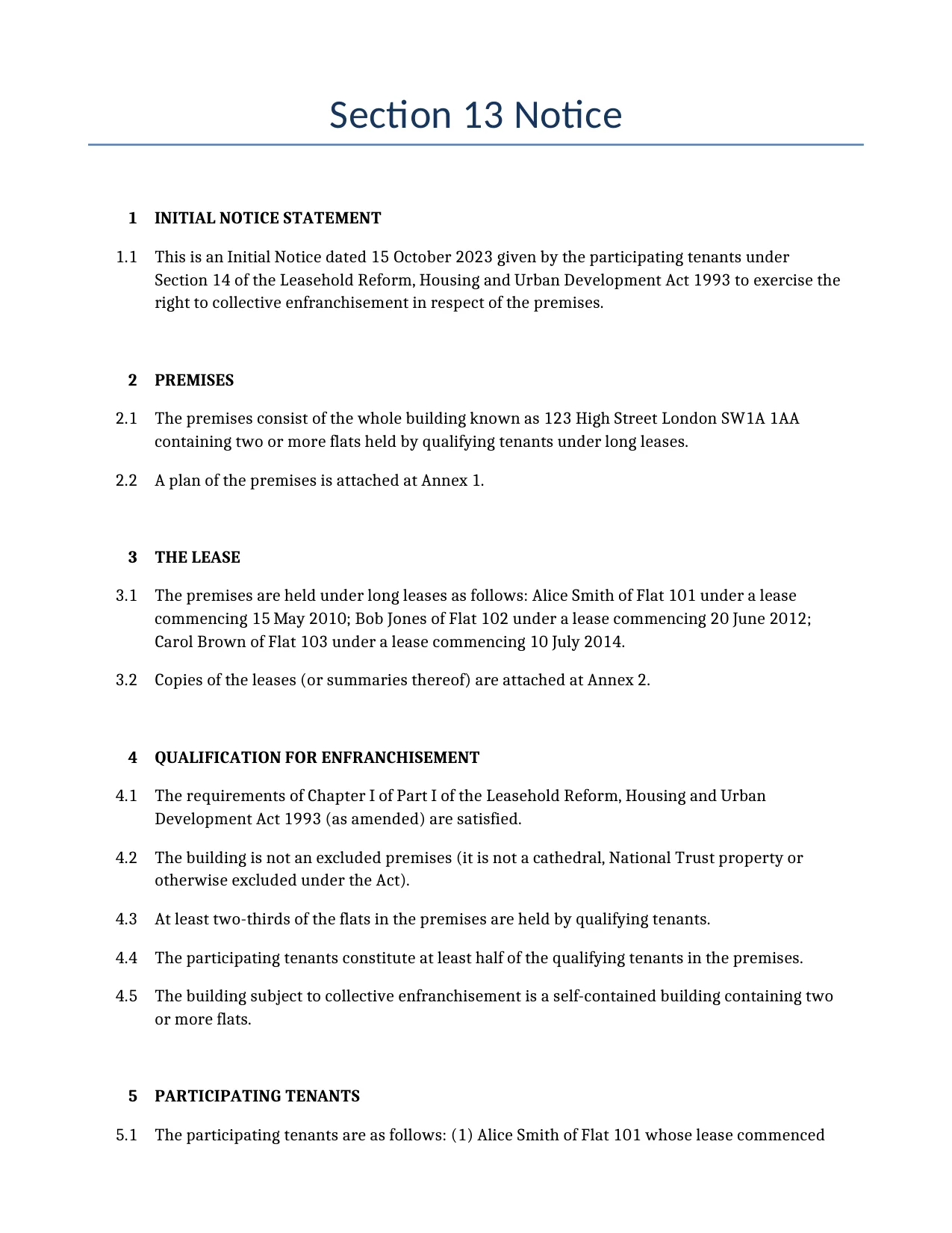 Example of a Section 13 Notice for use in the United Kingdom</b> generated by our AI model. 