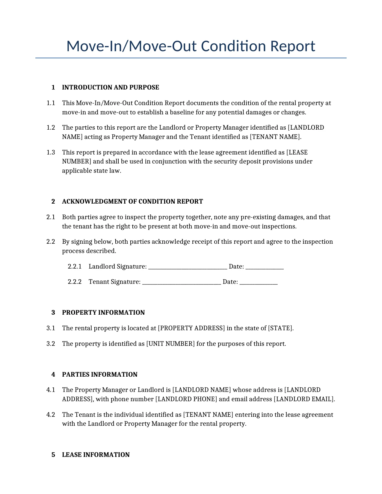 Example of a Move-In/Move-Out Condition Report for use in the United States</b> generated by our AI model. 
