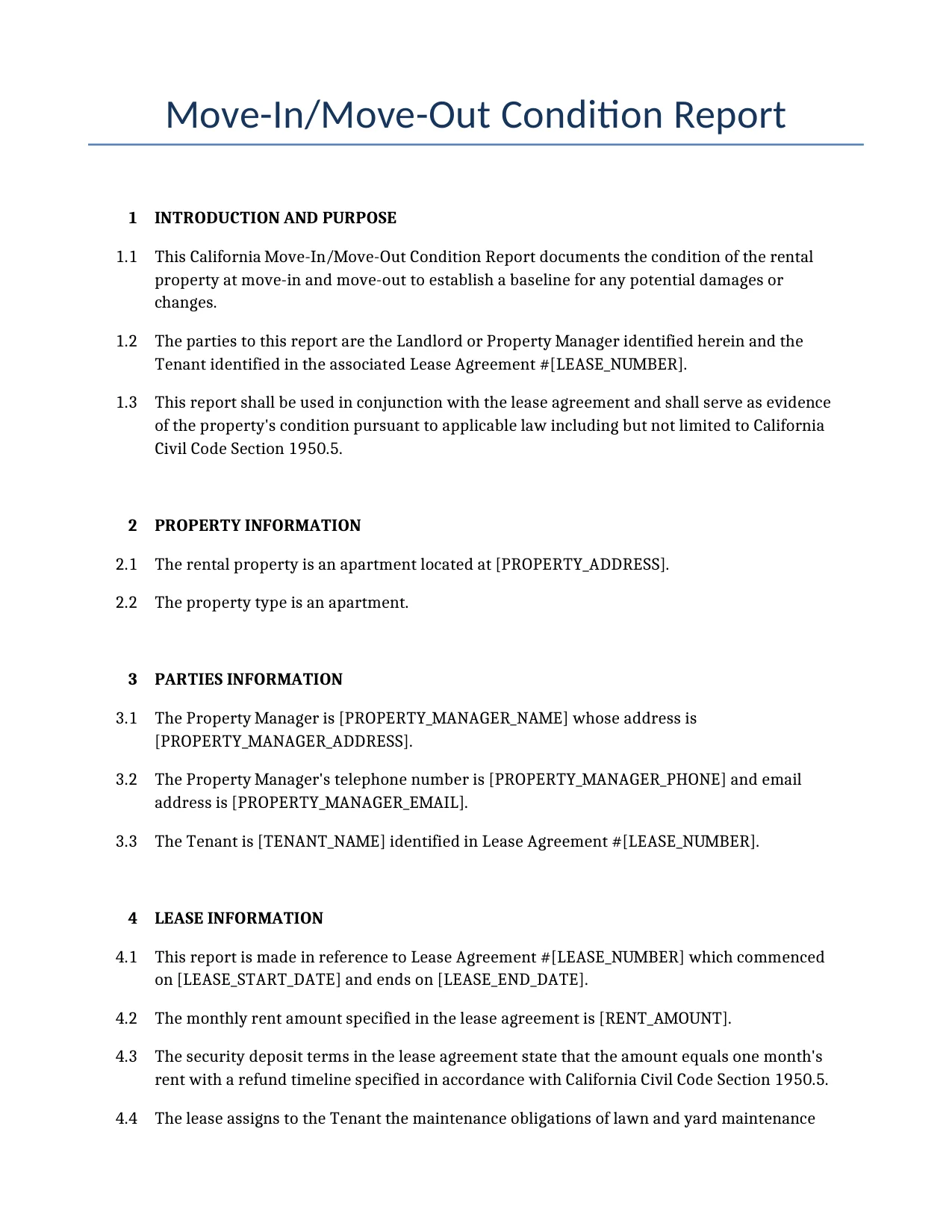 Example of a Move-In/Move-Out Condition Report for use in the United States</b> generated by our AI model. 