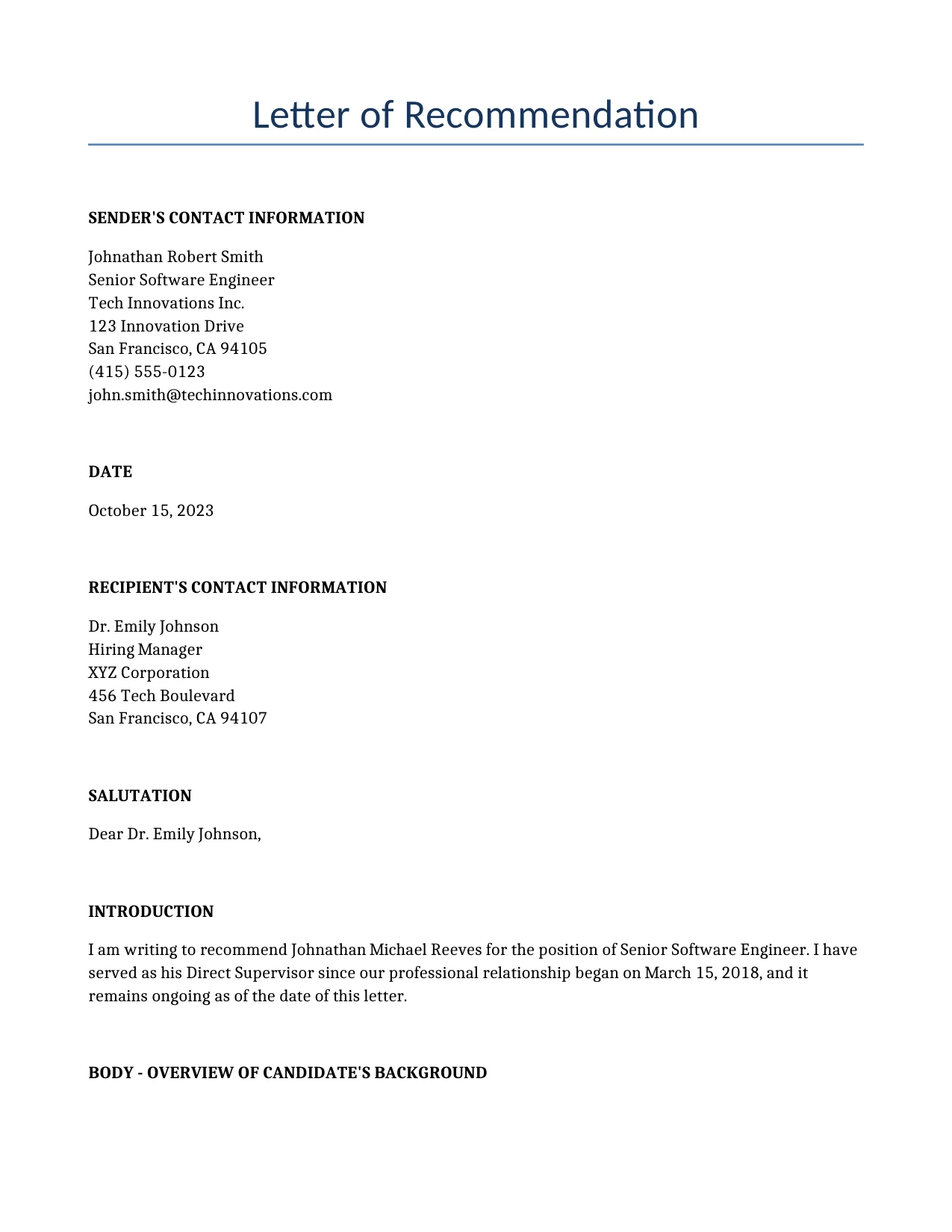 Example of a Letter of Recommendation for use in the United States</b> generated by our AI model. 